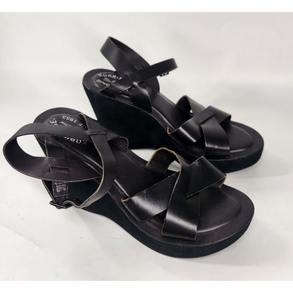 Kork-Ease Ava 2.0 Platform Wedge Sandal US 10 EU 42 Black Leather Comfort Luxe - Picture 4 of 9